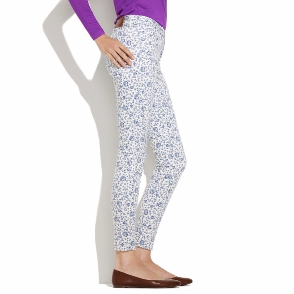 Madewell | Floral Skinny Ankle Jeans Womens 30 White Blue Low Rise Crop